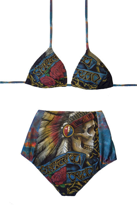 rock and roll Grateful Dead Jerry Garcia Stella Blue made in USA  Teekini t-shirt bikini rock n roll rock and roll bikinis miami made in usa limited edition kini handmade bikinis handmade Custom bikinis Betty Bangs Bikinis american made high waist cut