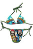 Cheech and Chong Weed print pot marijuana 420 smoke smog made in USA hand studded Teekini t-shirt bikini rock n roll rock and roll bikinis miami made in usa limited edition kini handmade bikinis handmade Custom bikinis Betty Bangs Bikinis american made tshirt bikini teekini