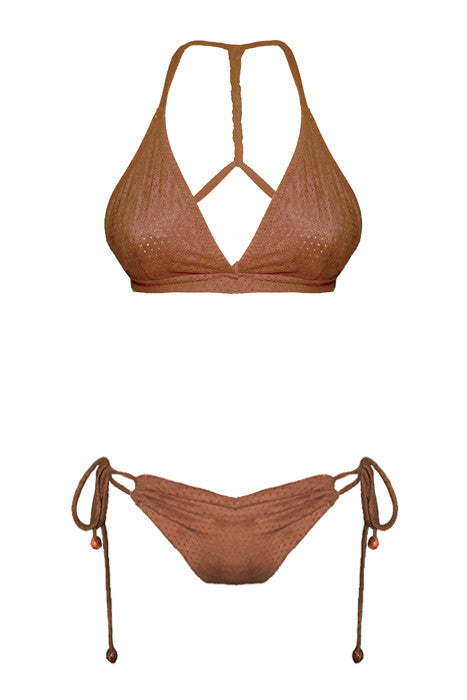 Camel Pseudo Suede Halter & Scrunch Butt